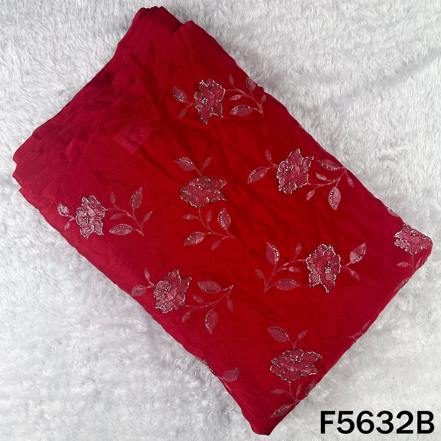 Cut Dana Sequins Work Chinnon Chiffon Fabric - F5632