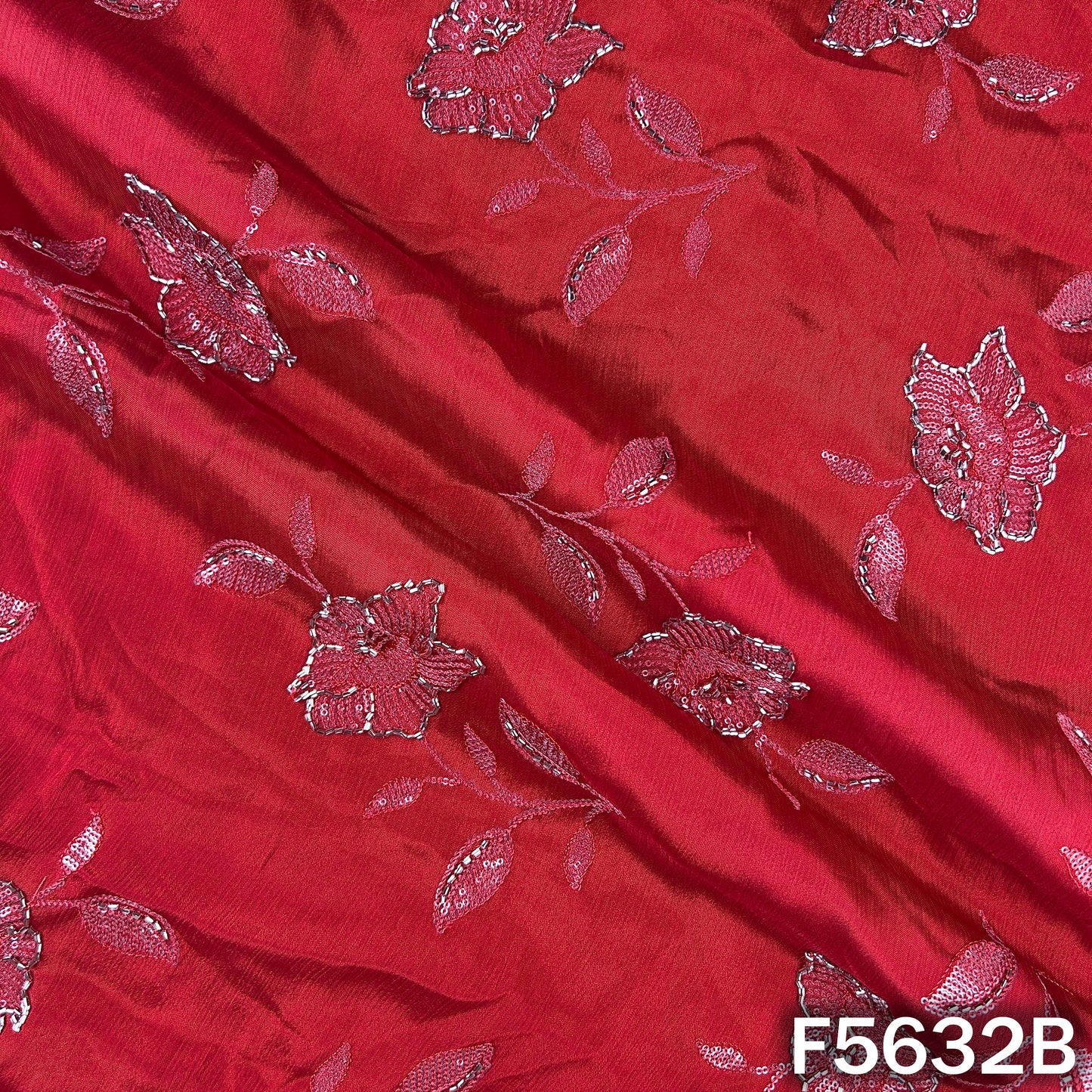 Cut Dana Sequins Work Chinnon Chiffon Fabric - F5632