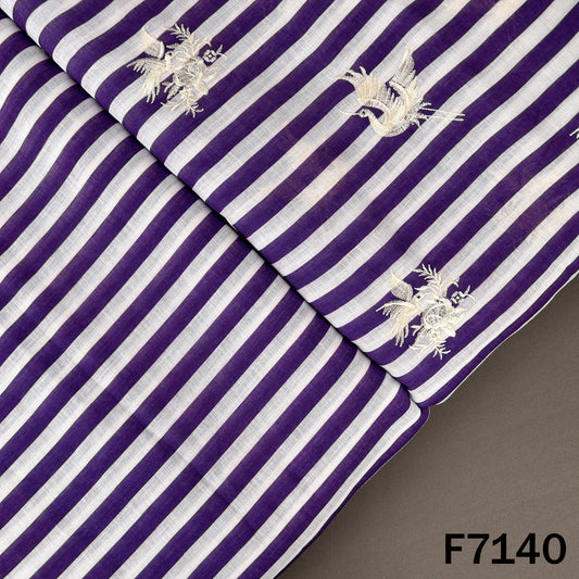 Thread Embroidered Linen Fabric - F7140