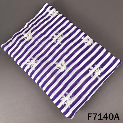 Thread Embroidered Linen Fabric - F7140