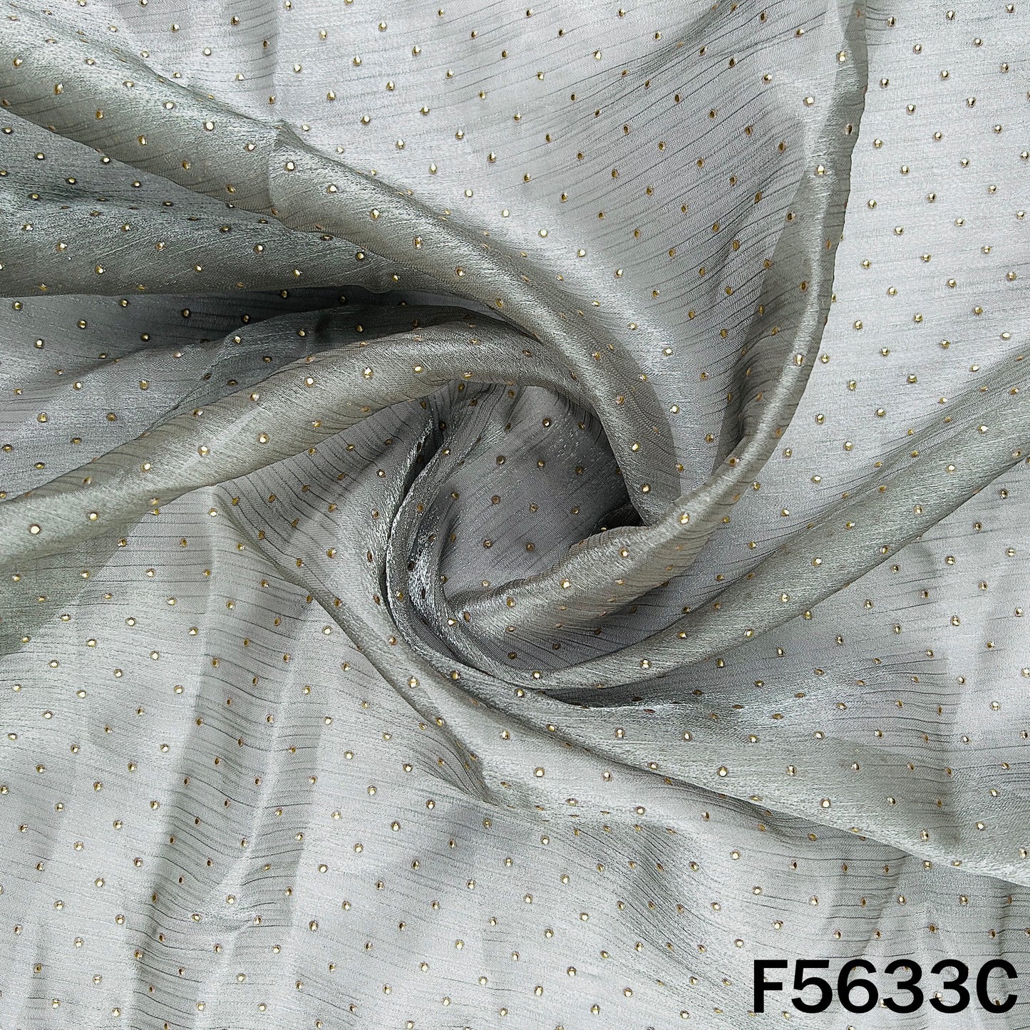 Dew Drops Self Stripes shiny organza Fabric - F5633