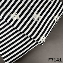 Thread Embroidered Linen Fabric - F7141