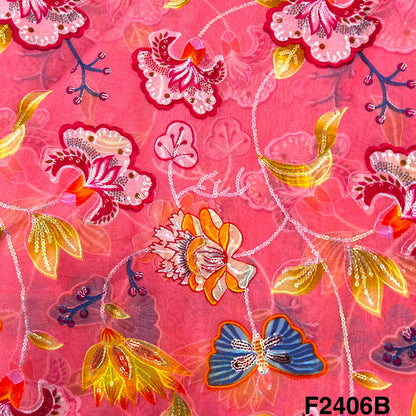 Thread Sequins Embroidered Organza Fabric-F2406