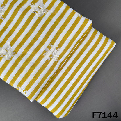 Thread Embroidered Linen Fabric - F7144