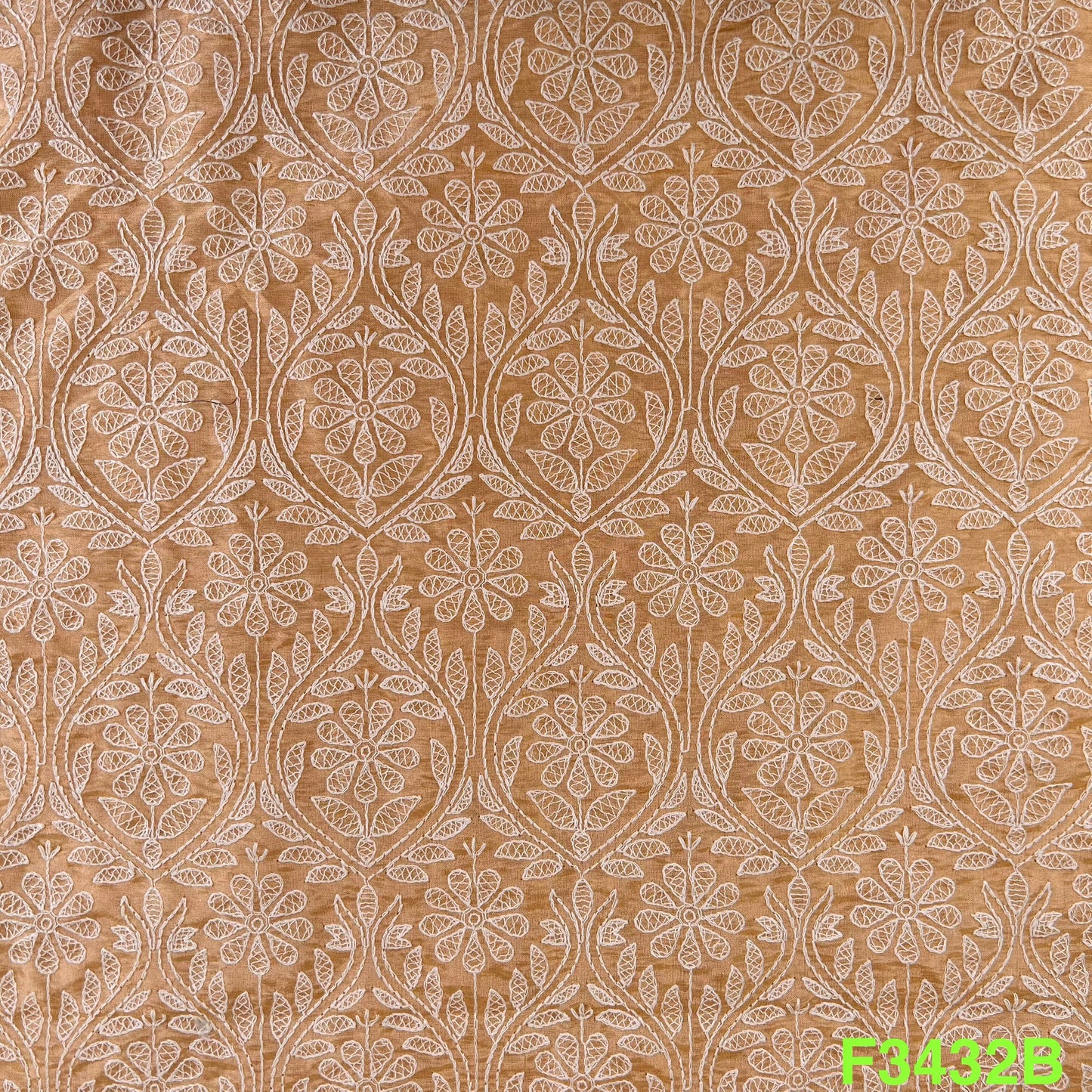 Thread Embroidered Shimmer Tissue Fabric-F3432