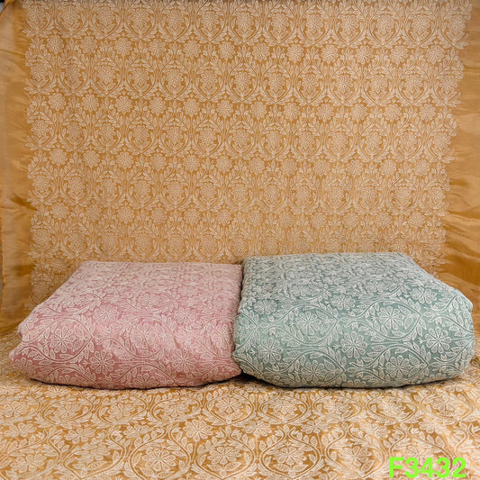 Thread Embroidered Shimmer Tissue Fabric-F3432