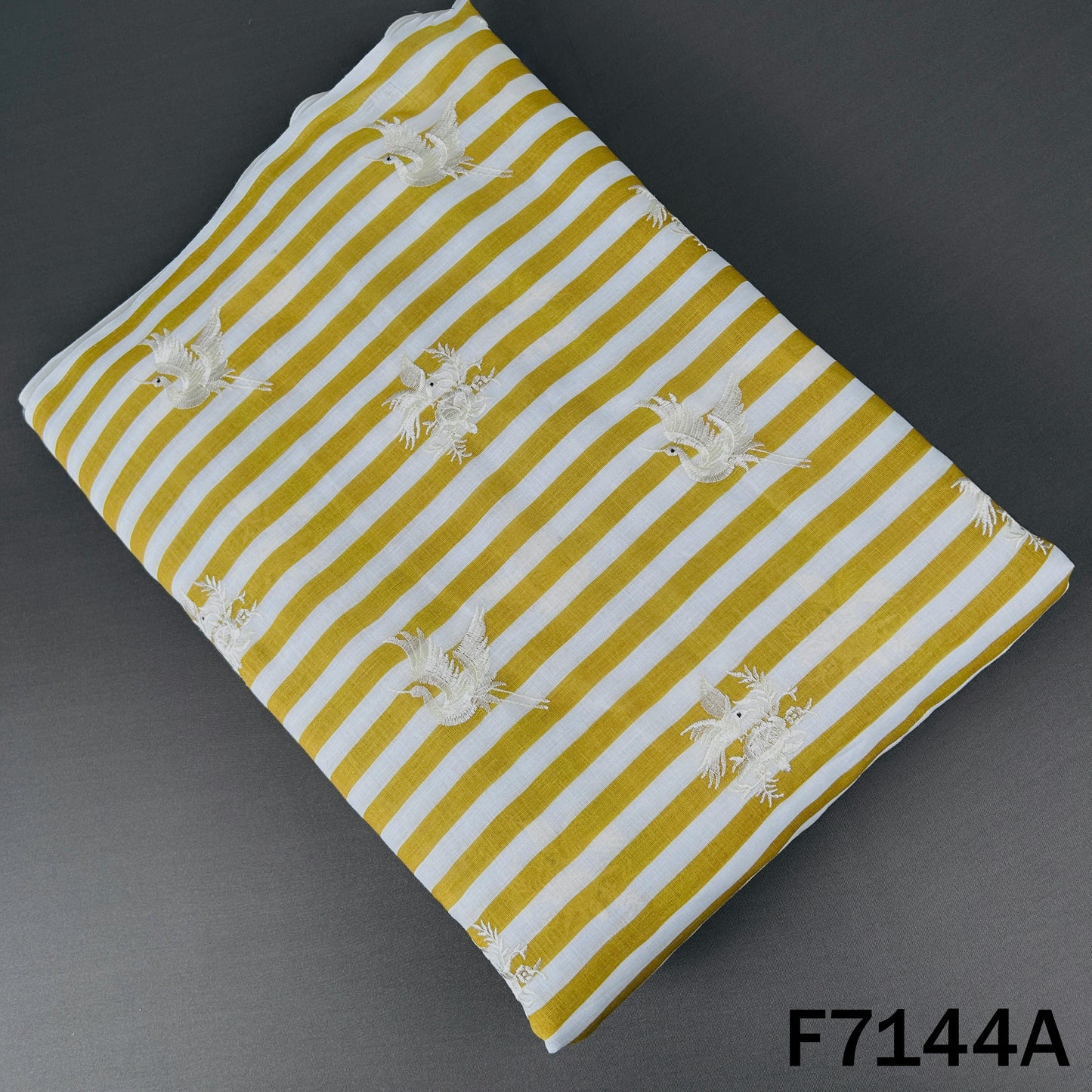 Thread Embroidered Linen Fabric - F7144