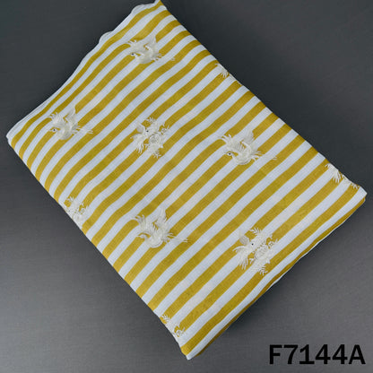 Thread Embroidered Linen Fabric - F7144