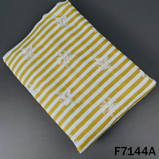 Stripes Thread Work blended cotton linen - F7144
