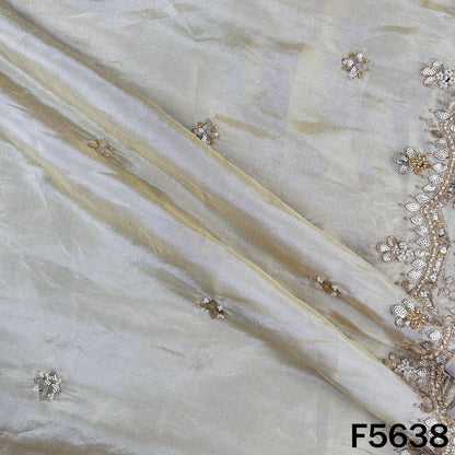 Dyeable Cut Dana Zari Sequins Work Shimmer Tissue Dupatta Fabric - F5638