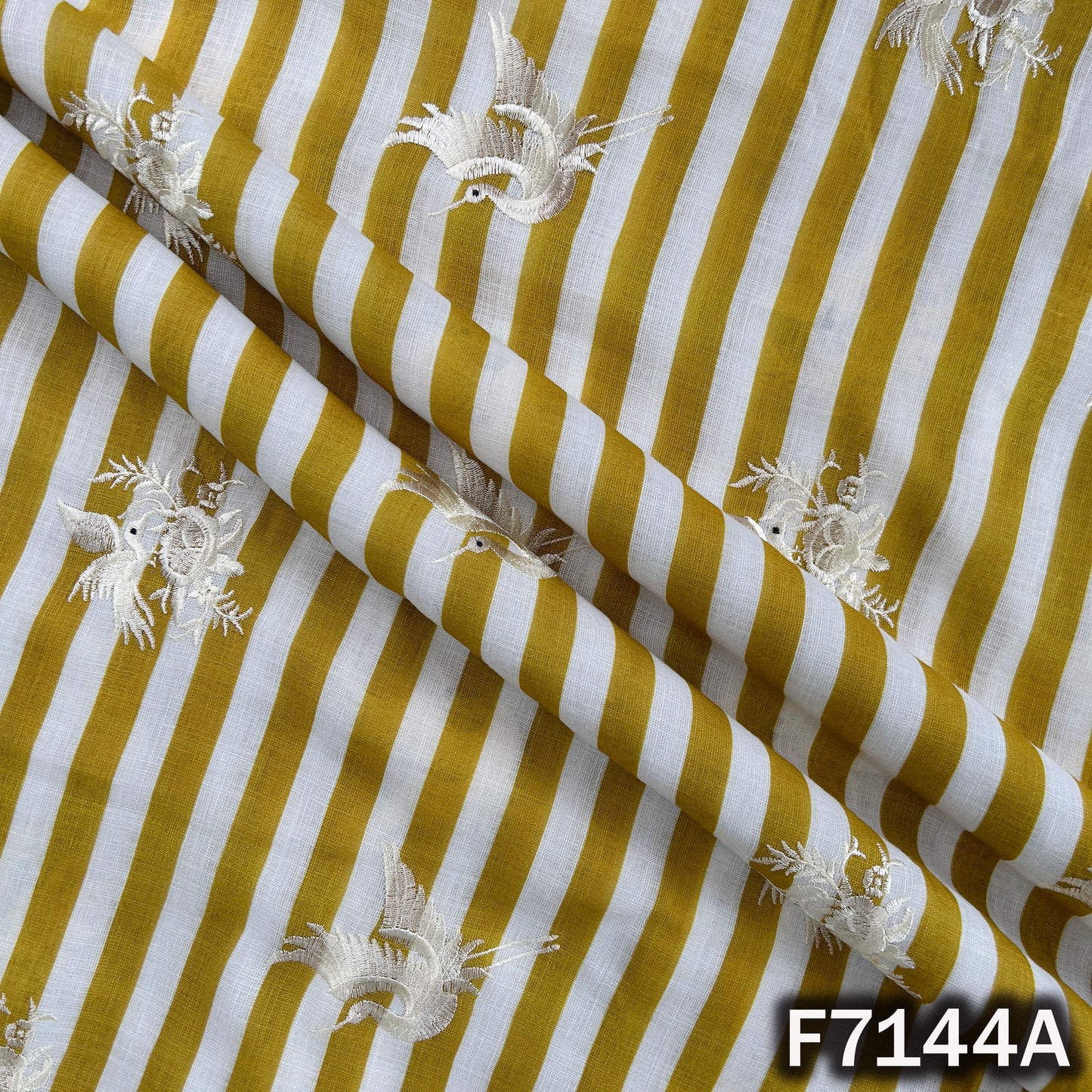 Thread Embroidered Linen Fabric - F7144