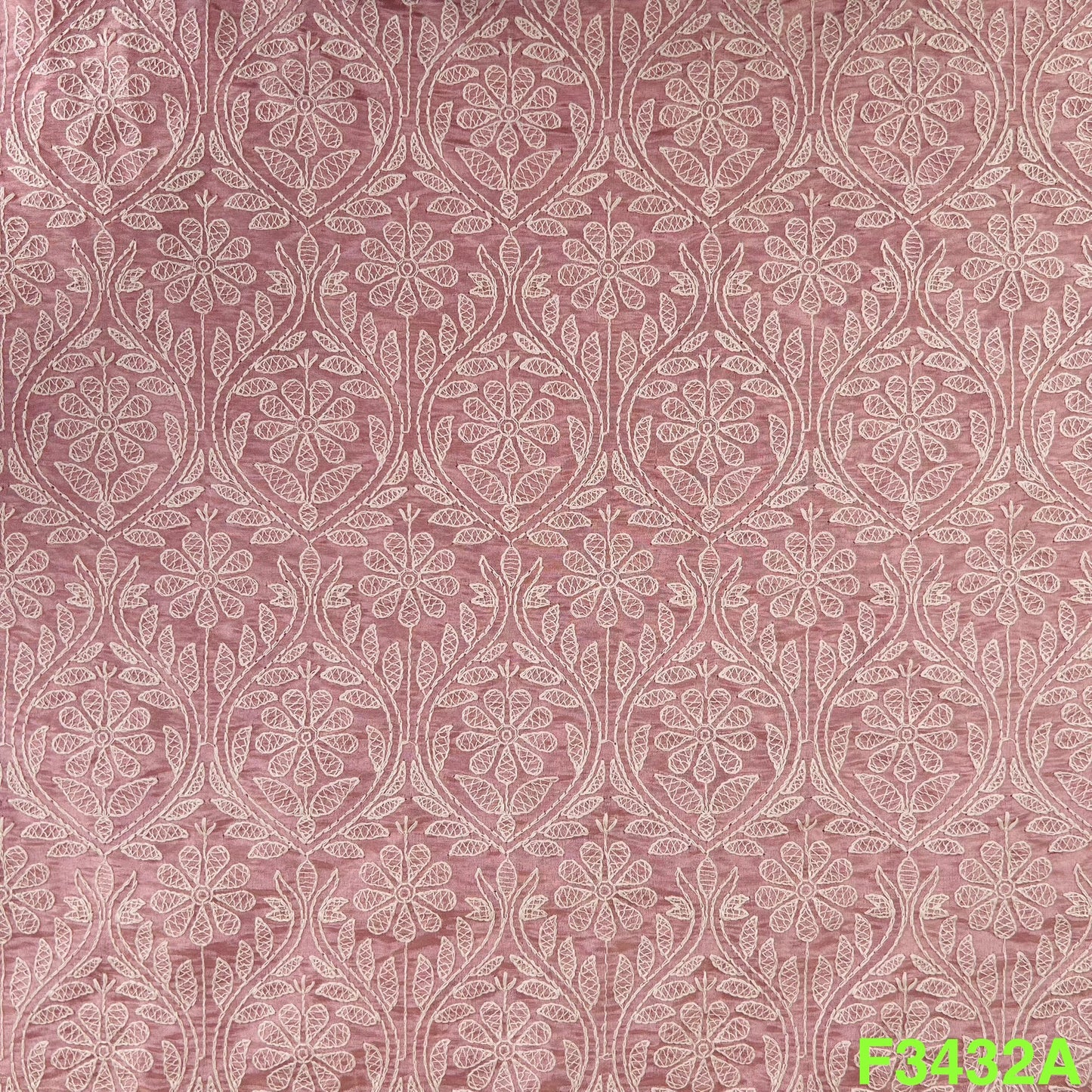 Thread Embroidered Shimmer Tissue Fabric-F3432