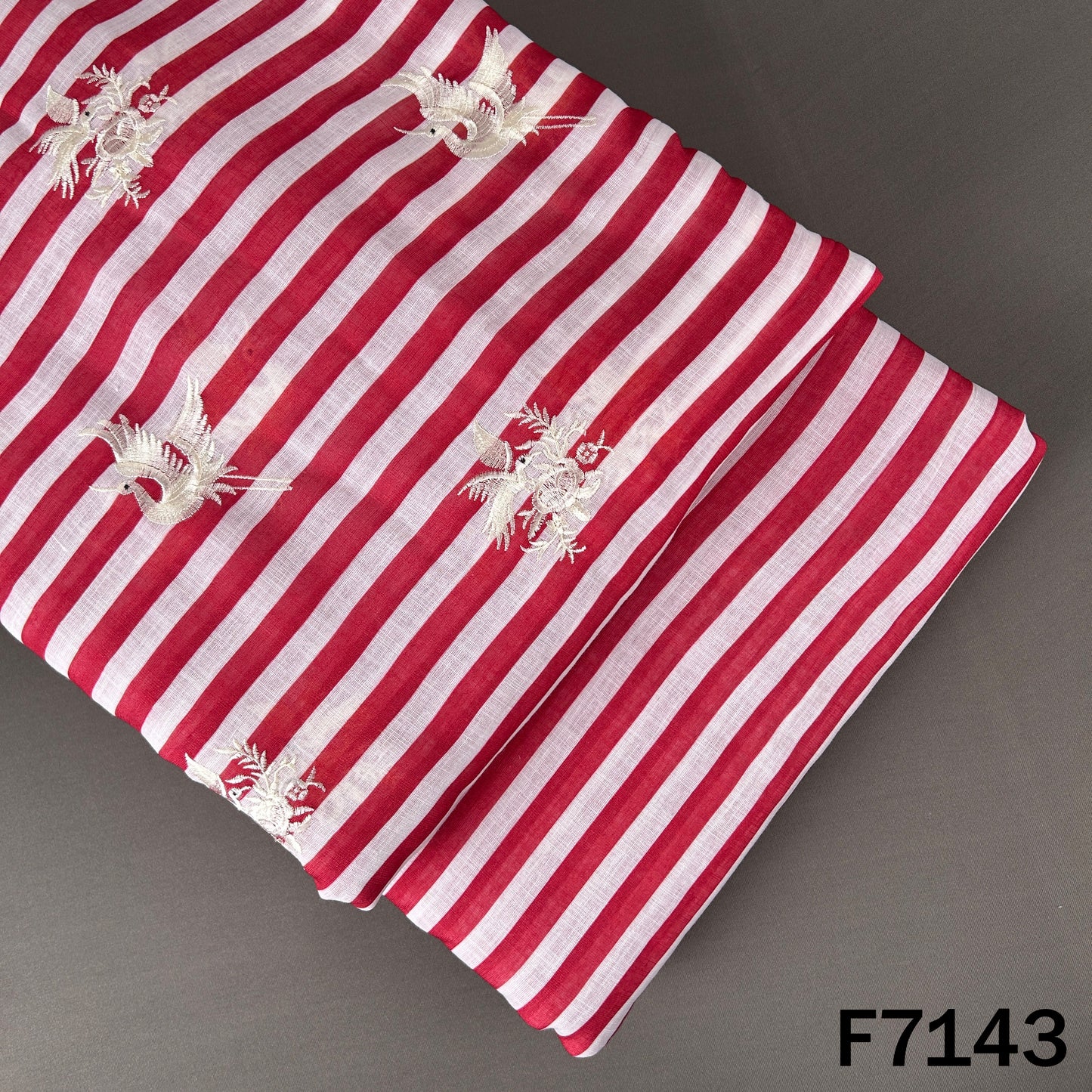 Thread Embroidered Linen Fabric - F7143