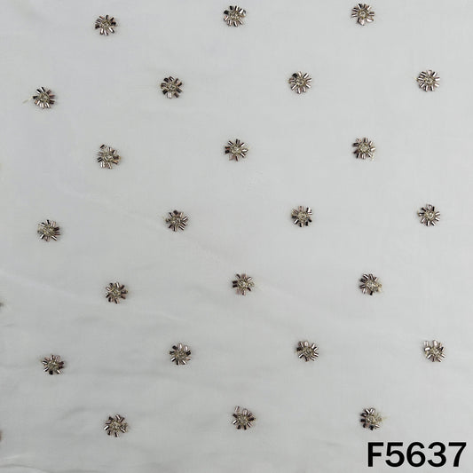 Dyeable Cut Dana Zari Work Organza Fabric - F5637