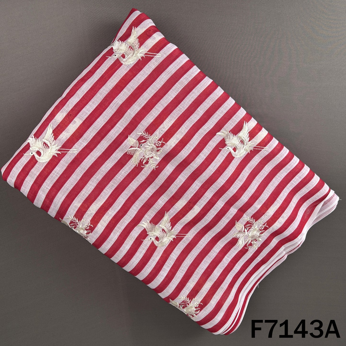 Thread Embroidered Linen Fabric - F7143