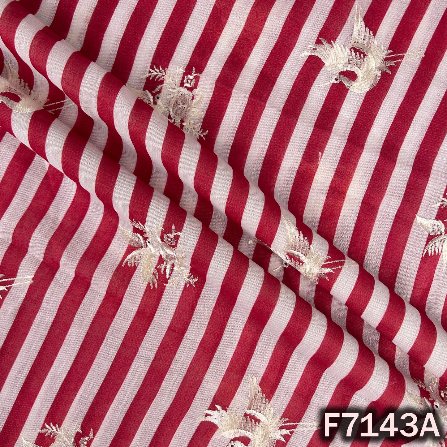Thread Embroidered Linen Fabric - F7143