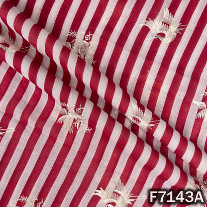 Thread Embroidered Linen Fabric - F7143