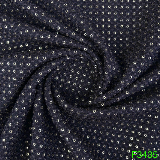 Thread Sequins Embroidered Georgette Fabric-F3435