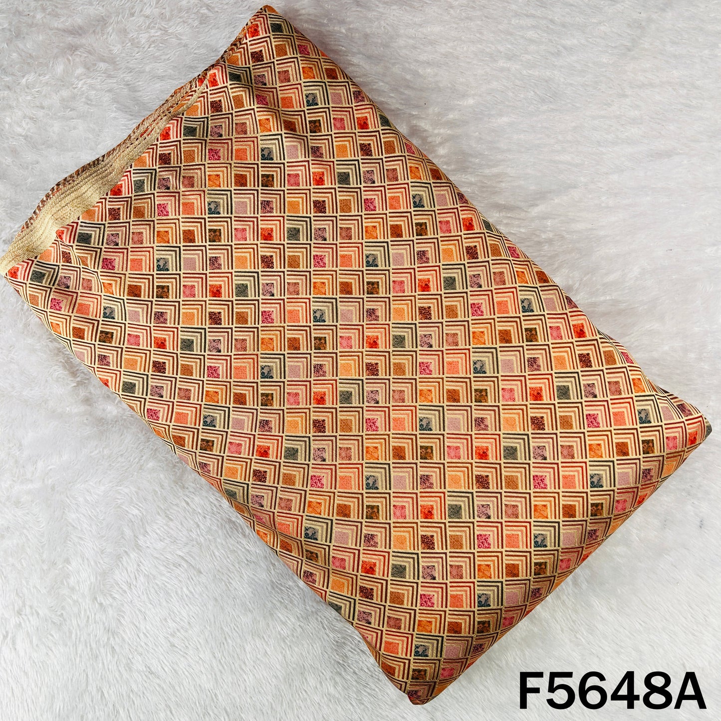 Zari Work Printed Tissue Fabric - F5648