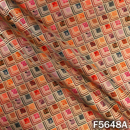 Zari Work Printed Tissue Fabric - F5648