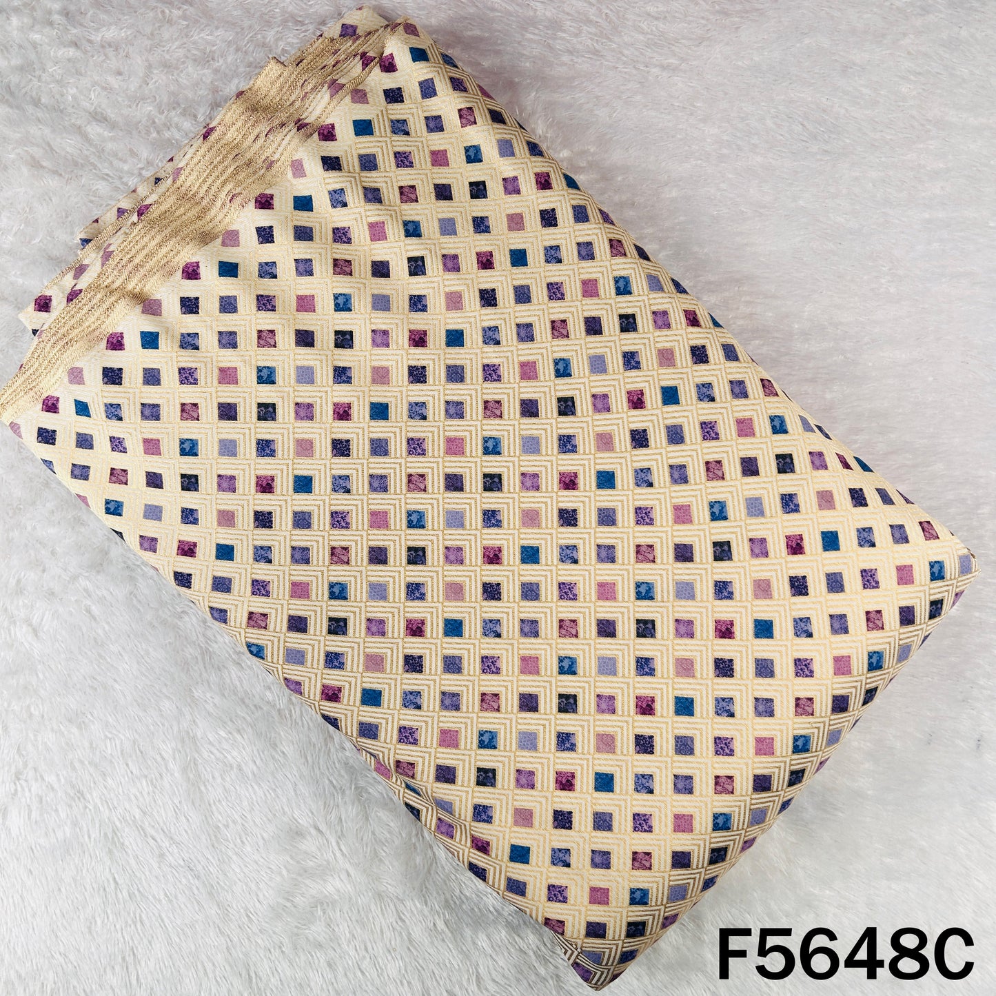 Zari Work Printed Tissue Fabric - F5648