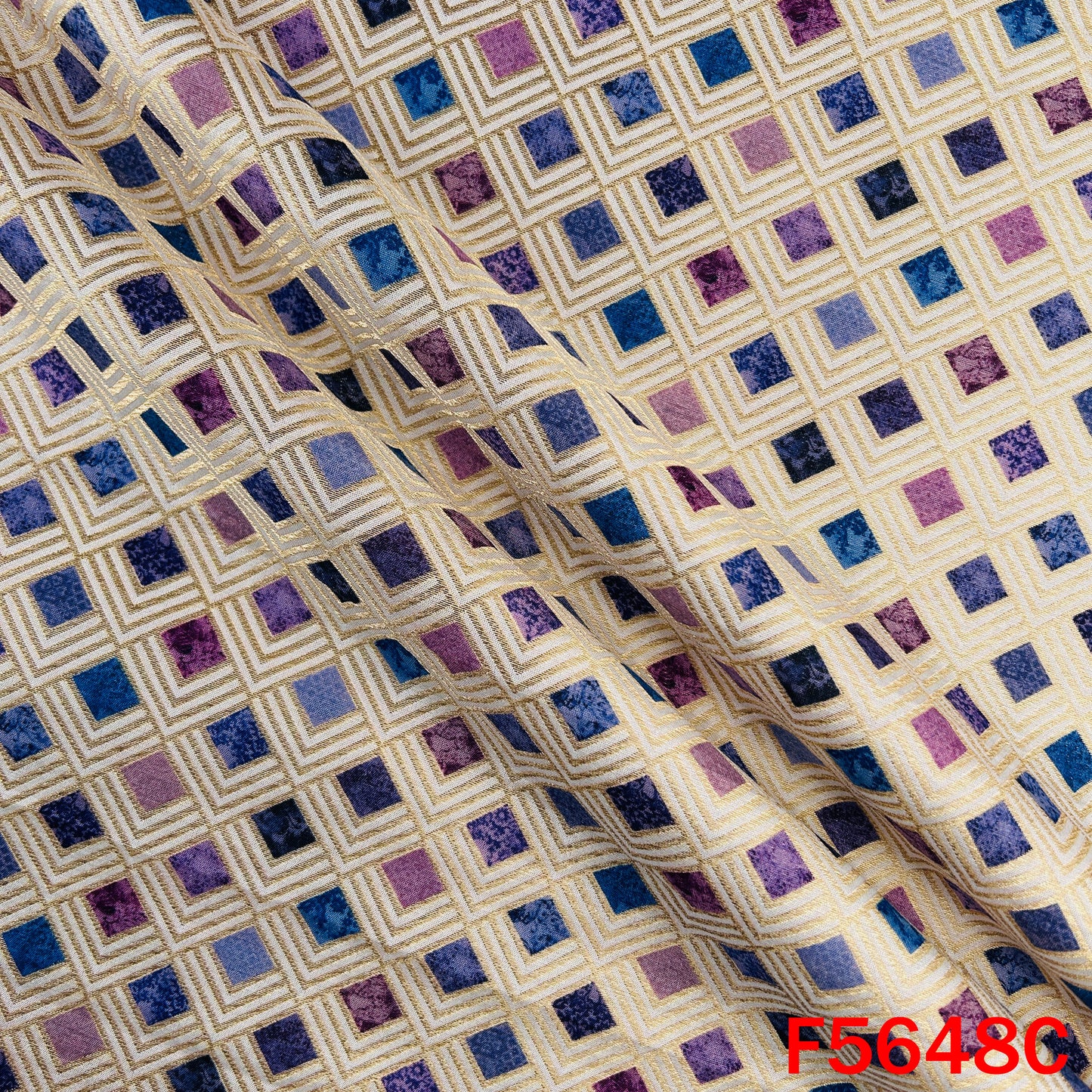 Zari Work Printed Tissue Fabric - F5648
