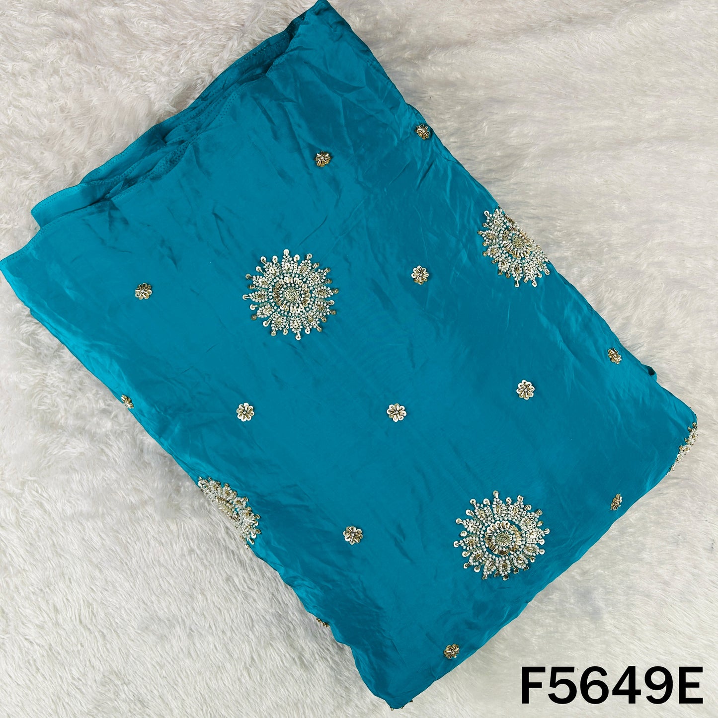 Cut Dana Zari Sequins Work Crepe Fabric - F5649