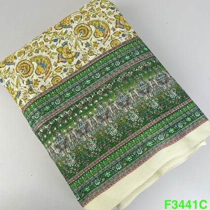 Positional Print Thread Embroidered Cotton Fabric-F3441