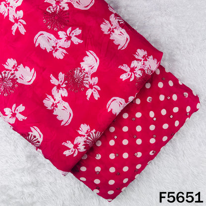 Digital Print Thread Sequins Work Chinnon Chiffon Fabric - F5651
