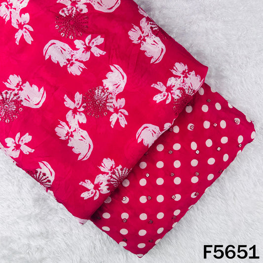 Digital Print Thread Sequins Work Chinnon Chiffon Fabric - F5651