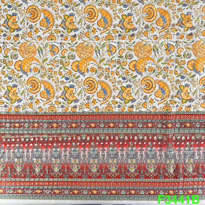 Positional Print Thread Embroidered Cotton Fabric-F3441