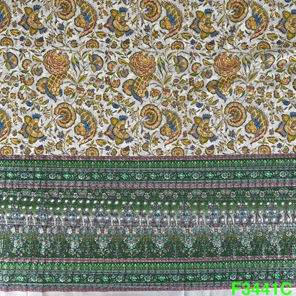 Positional Print Thread Embroidered Cotton Fabric-F3441