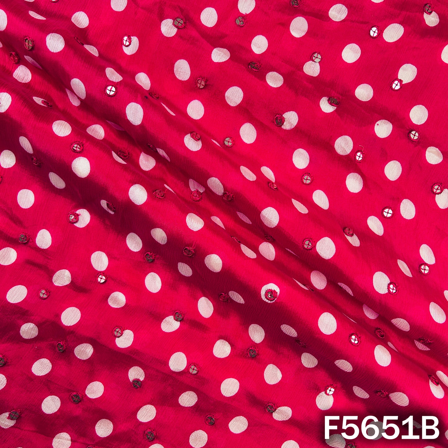 Digital Print Thread Sequins Work Chinnon Chiffon Fabric - F5651