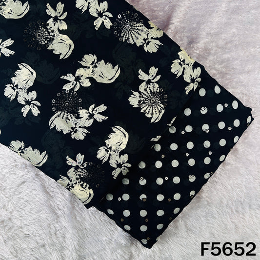 Digital Print Thread Sequins Work Chinnon Chiffon Fabric - F5652