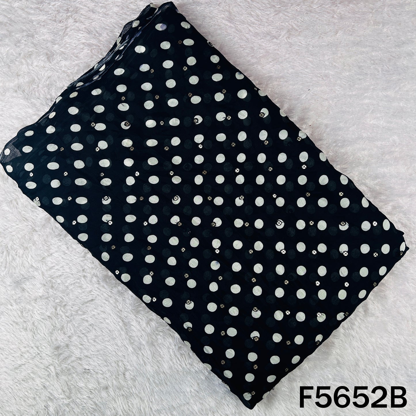 Digital Print Thread Sequins Work Chinnon Chiffon Fabric - F5652