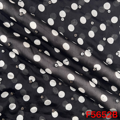 Digital Print Thread Sequins Work Chinnon Chiffon Fabric - F5652