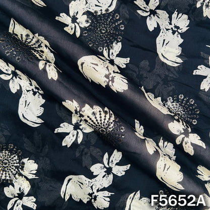 Digital Print Thread Sequins Work Chinnon Chiffon Fabric - F5652