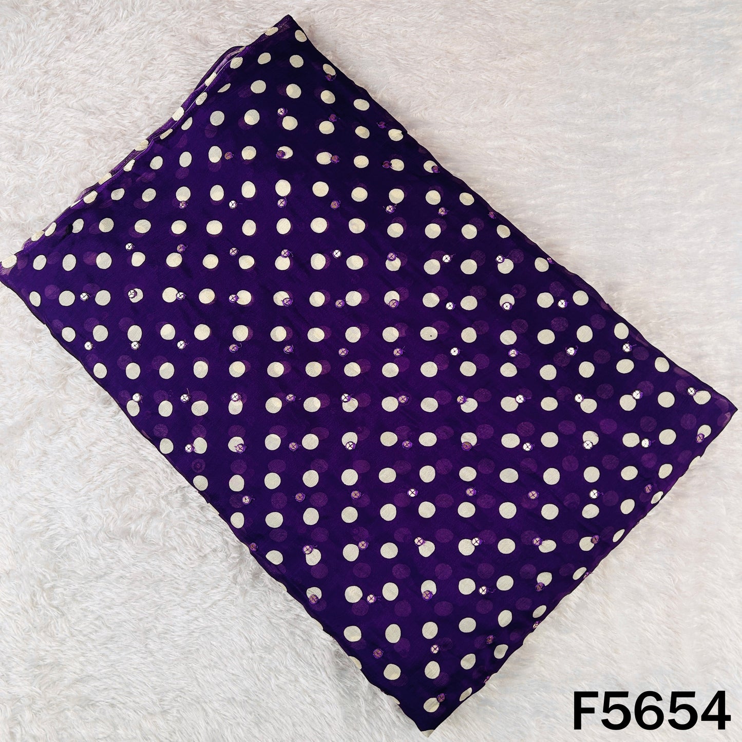 Digital Print Thread Sequins Work Chinnon Chiffon Fabric - F5654