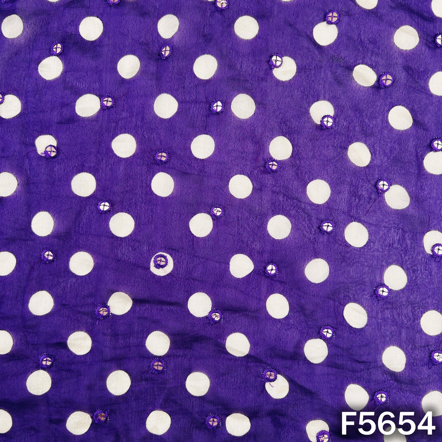 Digital Print Thread Sequins Work Chinnon Chiffon Fabric - F5654