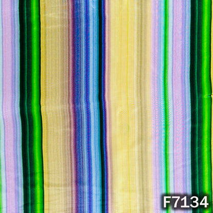 Multicolor Stripes Crepe Fabric - F7134