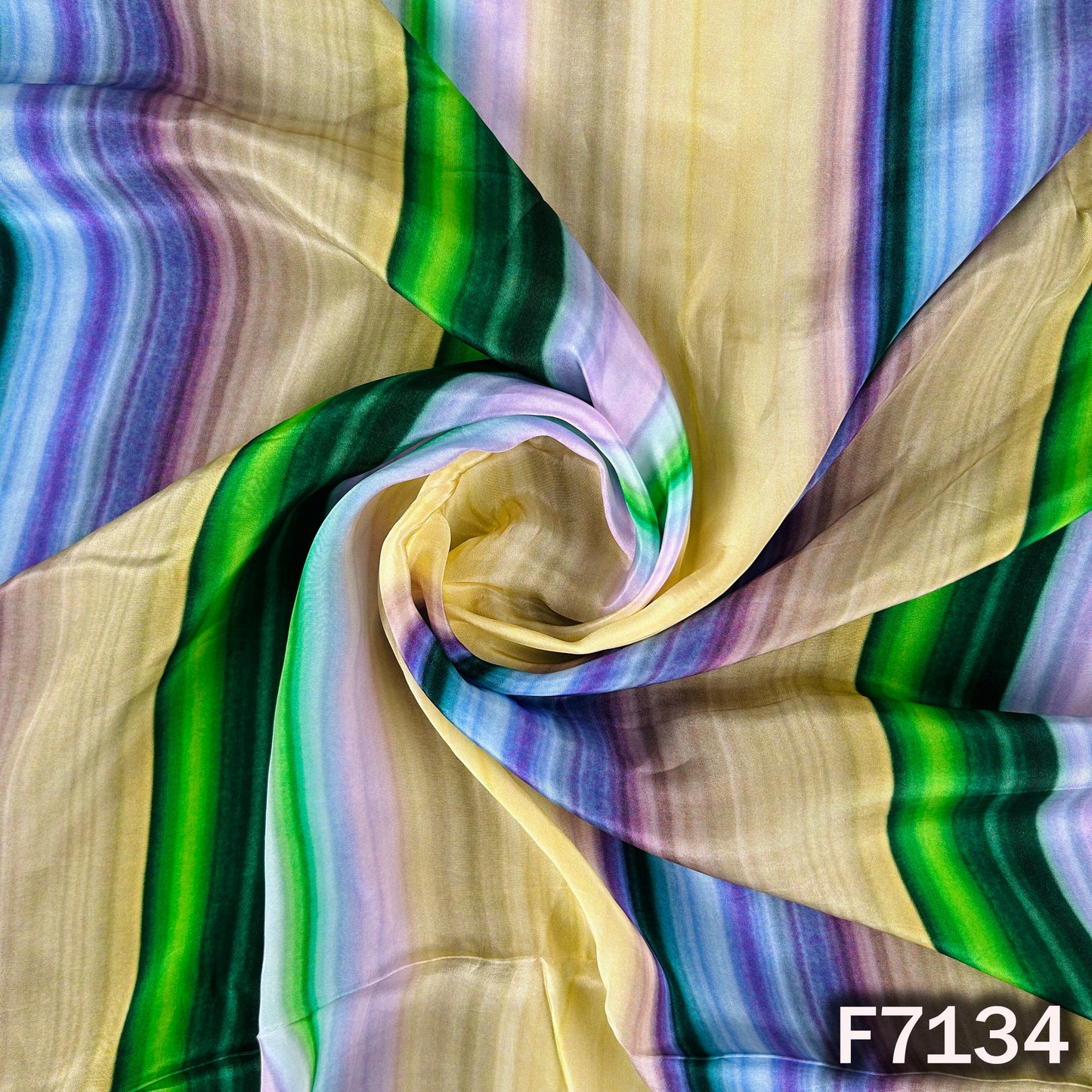 Multicolor Stripes Crepe Fabric - F7134