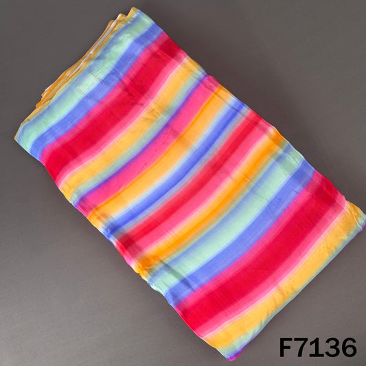 Multicolor Stripes Crepe Fabric - F7136