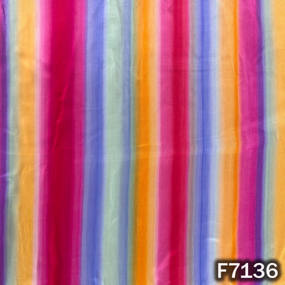 Multicolor Stripes Crepe Fabric - F7136