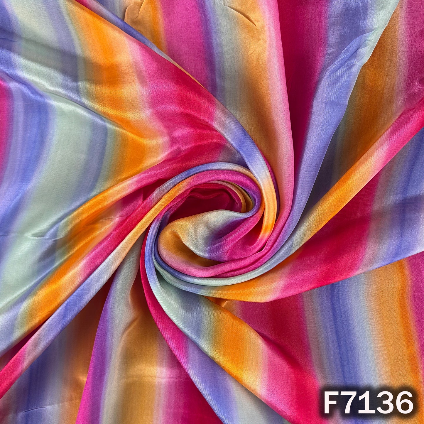 Multicolor Stripes Crepe Fabric - F7136