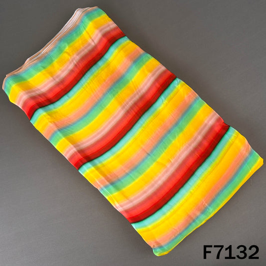 Multicolor Stripes Crepe Fabric - F7132
