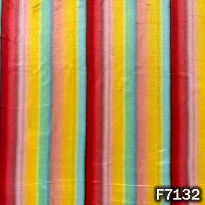 Multicolor Stripes Crepe Fabric - F7132