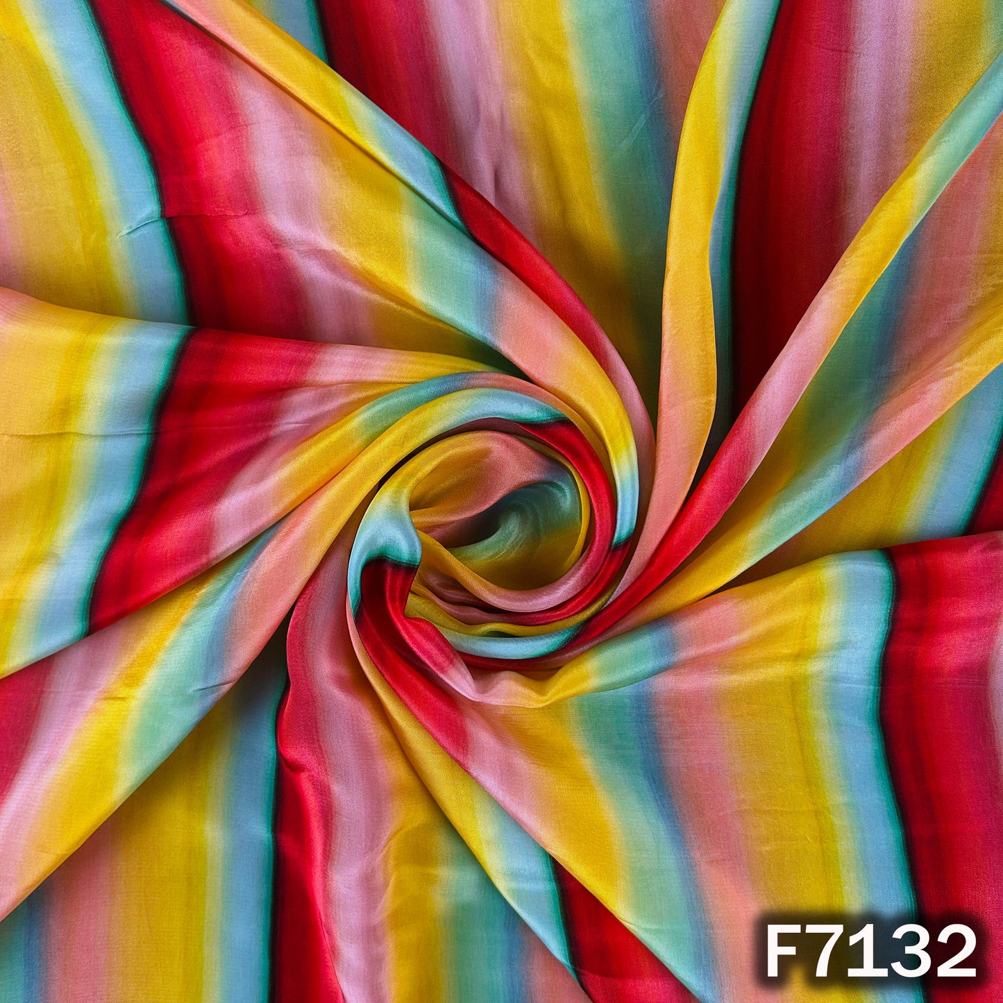 Multicolor Stripes Crepe Fabric - F7132