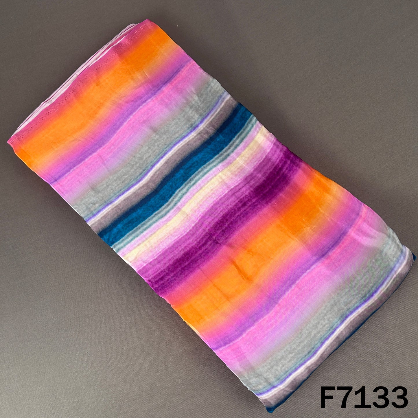Multicolor Stripes Crepe Fabric - F7133