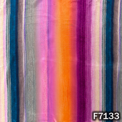 Multicolor Stripes Crepe Fabric - F7133