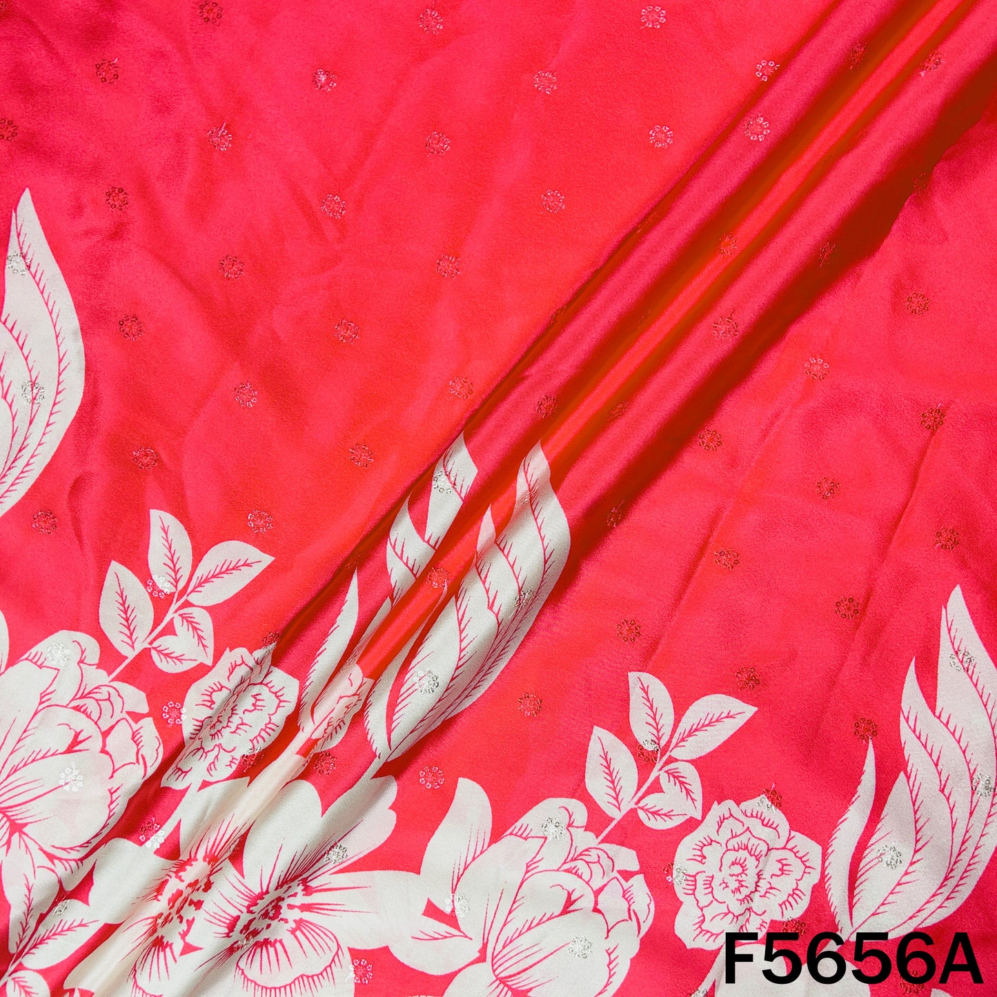 Digital Print Thread Sequins Work Crepe Fabric - F5656